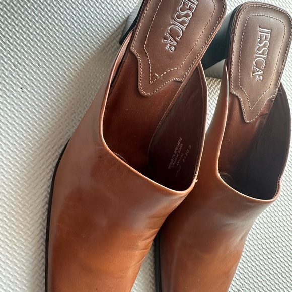Jessica Tiffany Women’s Leather Brown Slip-On Healed Shoes Made in Brazil - Picture 3 of 11